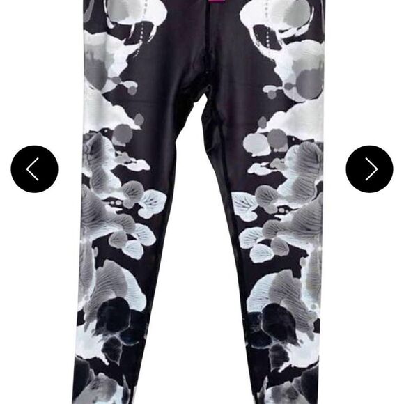 Terez Black High Waist Shaded Inkblots Ankle Activewear Bottoms XS - Picture 4 of 4